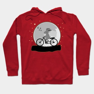 Cute Rabbit Sleeping and Cycling at Night With Moon Hoodie